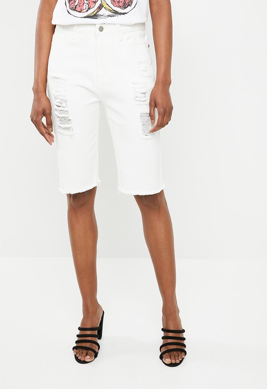 STYLE REPUBLIC - Longline denim shorts - white