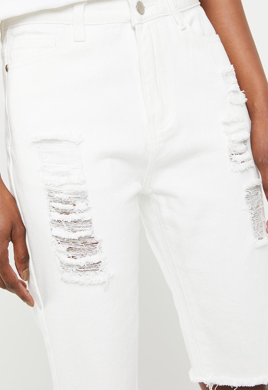STYLE REPUBLIC - Longline denim shorts - white