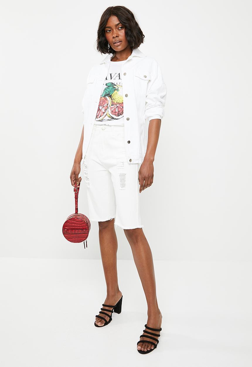 STYLE REPUBLIC - Longline denim shorts - white