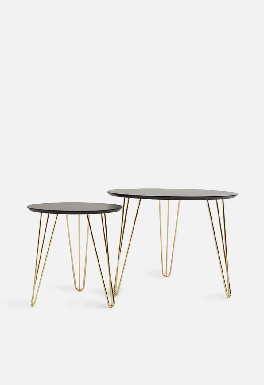 Present Time - Sparks table set - black & gold plated legs