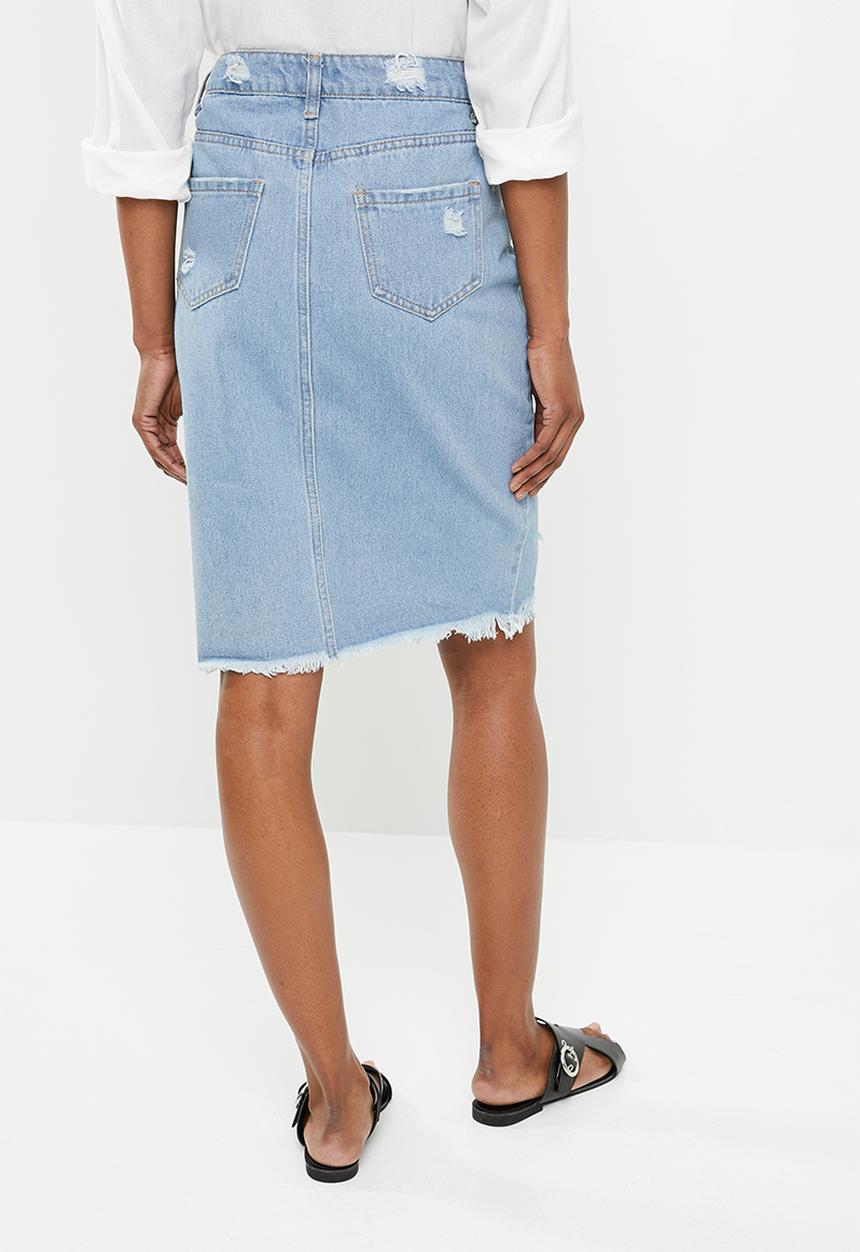 STYLE REPUBLIC - Rip and repair midi skirt - blue