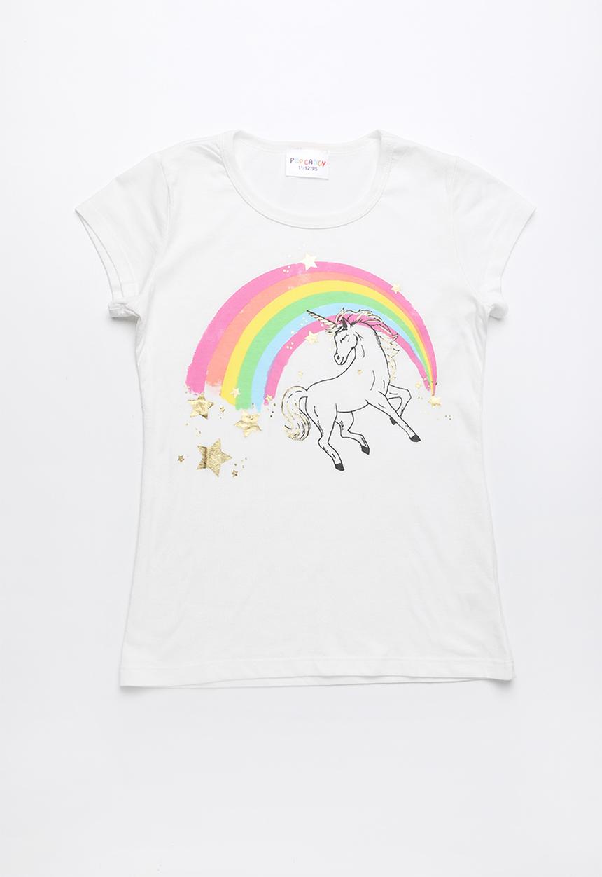 Pop Candy - Unicorn printed short sleeve tee - white
