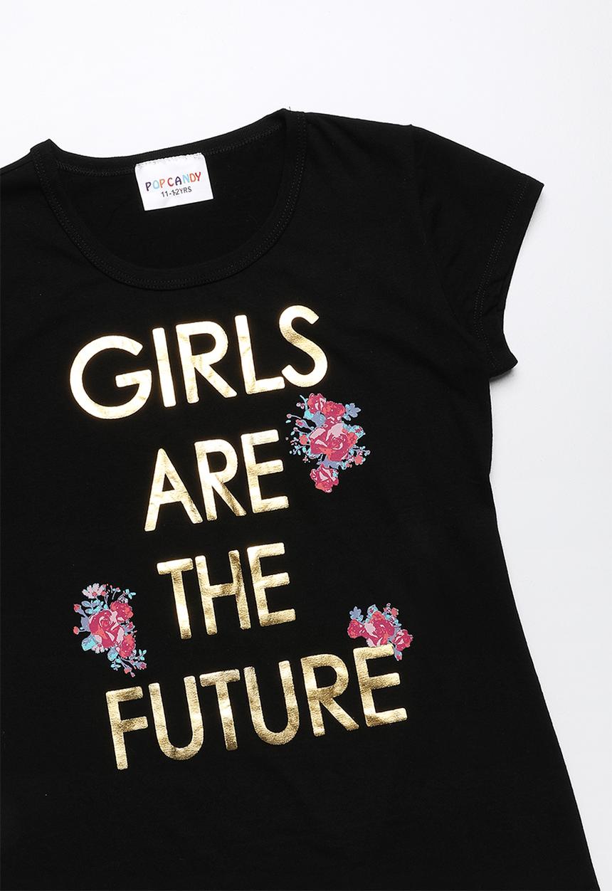 Pop Candy - Girls are the future printed short sleeve tee - black