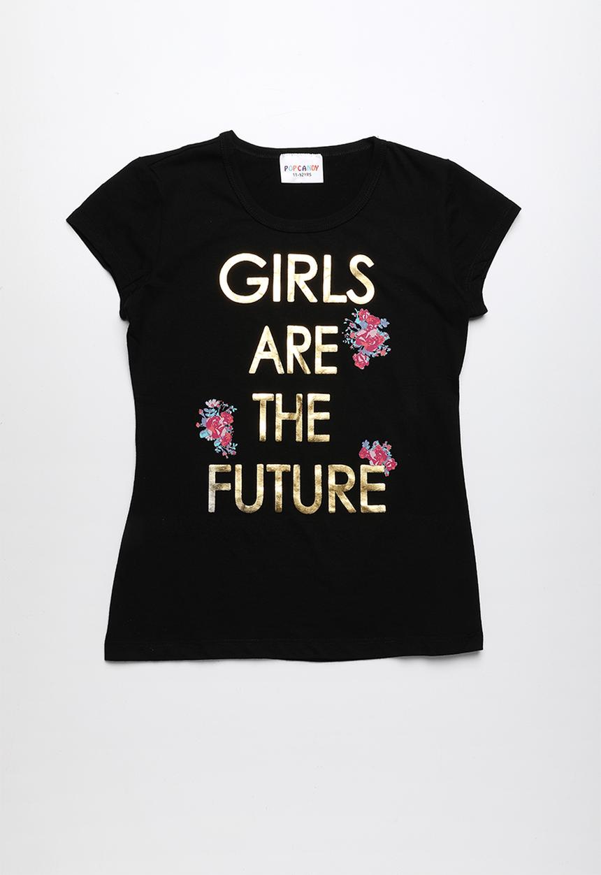 Pop Candy - Girls are the future printed short sleeve tee - black