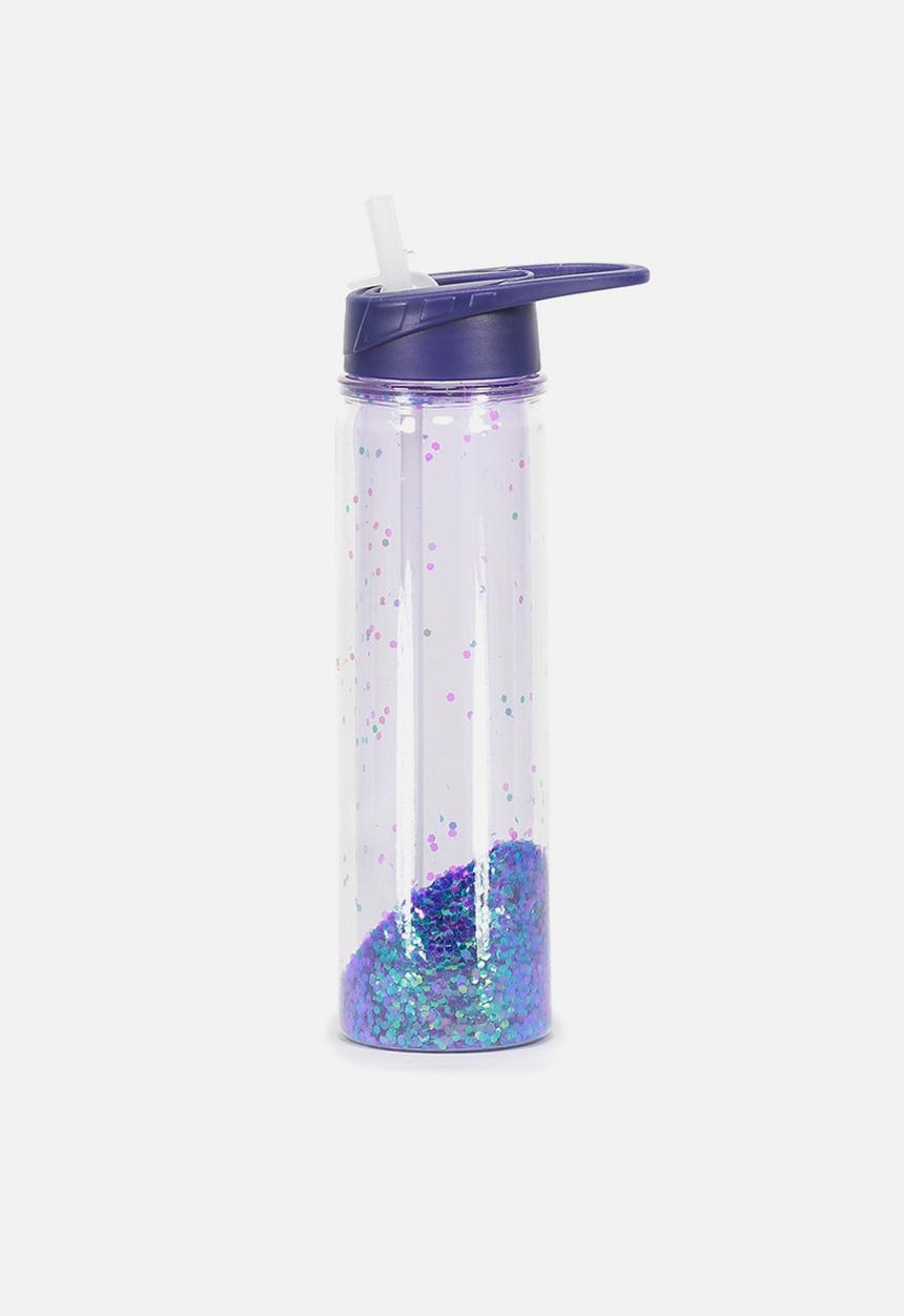 Typo - Double walled water bottle - purple lid mermaid glitter