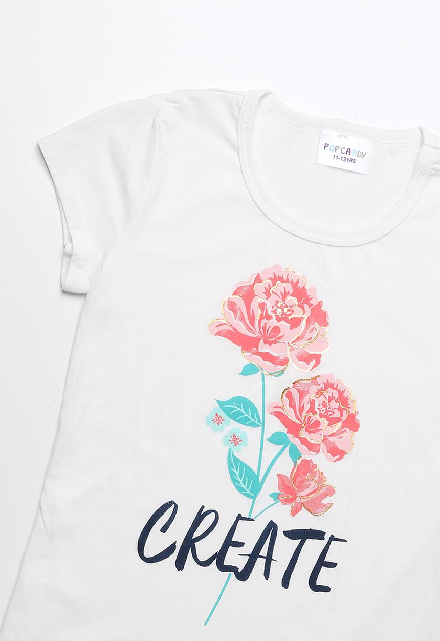 Pop Candy - Create printed short sleeve tee - white