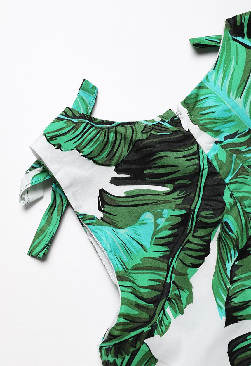 Pop Candy - Palm leaf printed dress - green