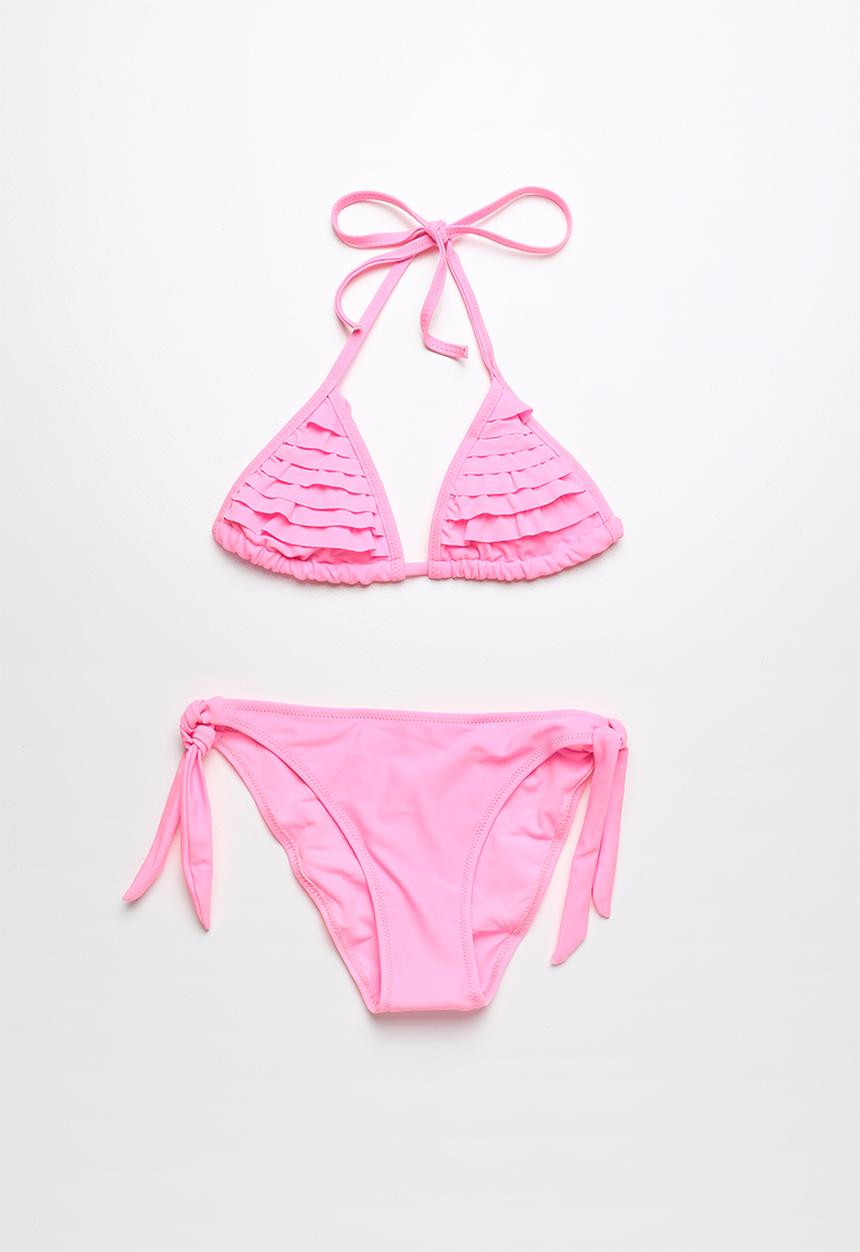 Pop Candy - Frilled halter bikini - pink