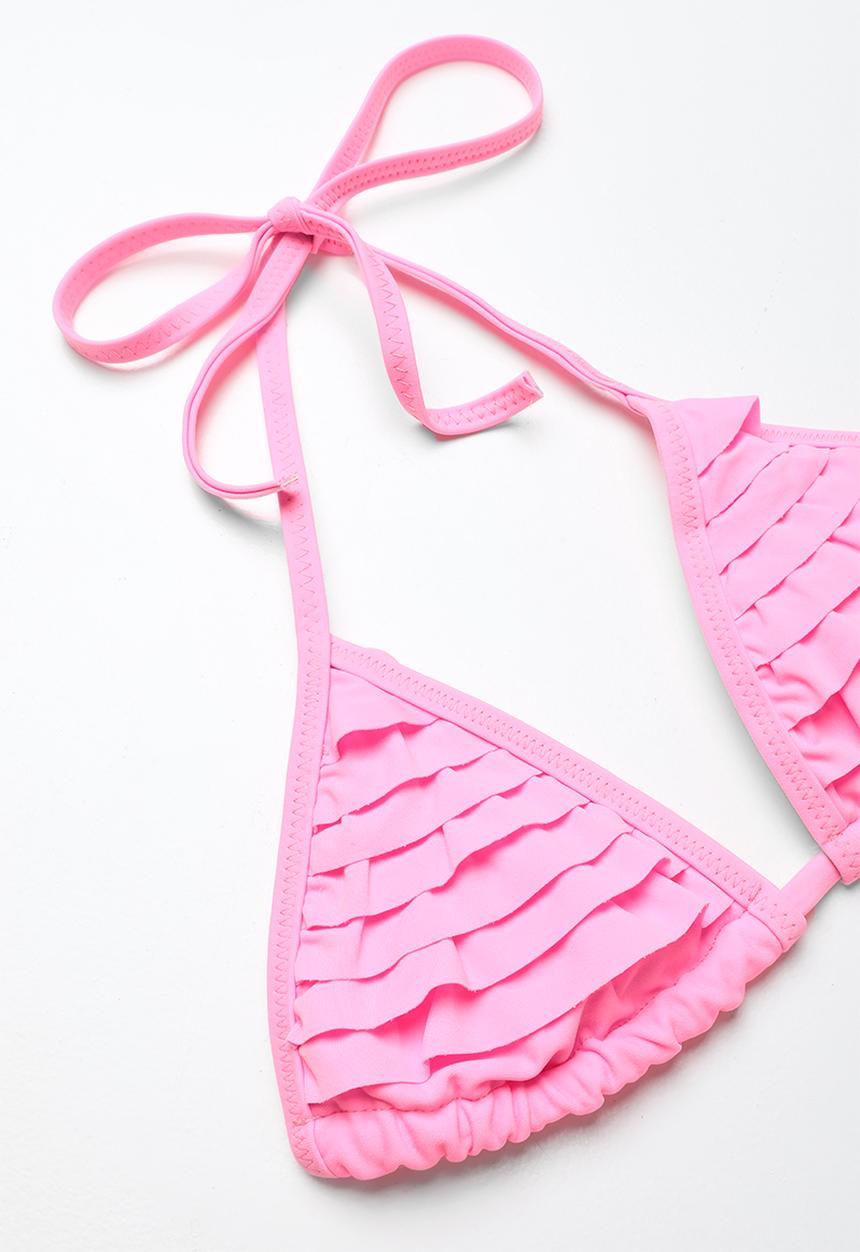 Pop Candy - Frilled halter bikini - pink