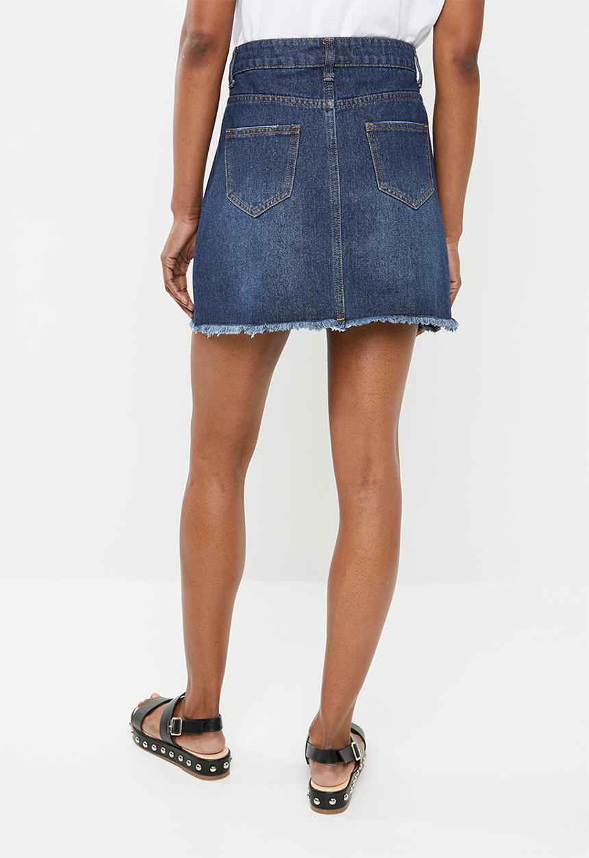 STYLE REPUBLIC - Rip and repair mini skirt - blue