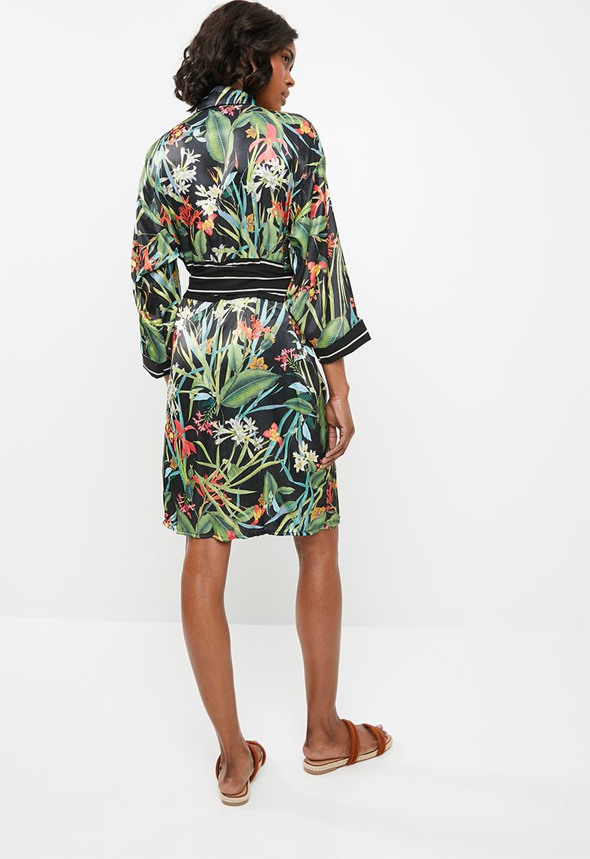 STYLE REPUBLIC - Shirt dress with contrast belt - black floral