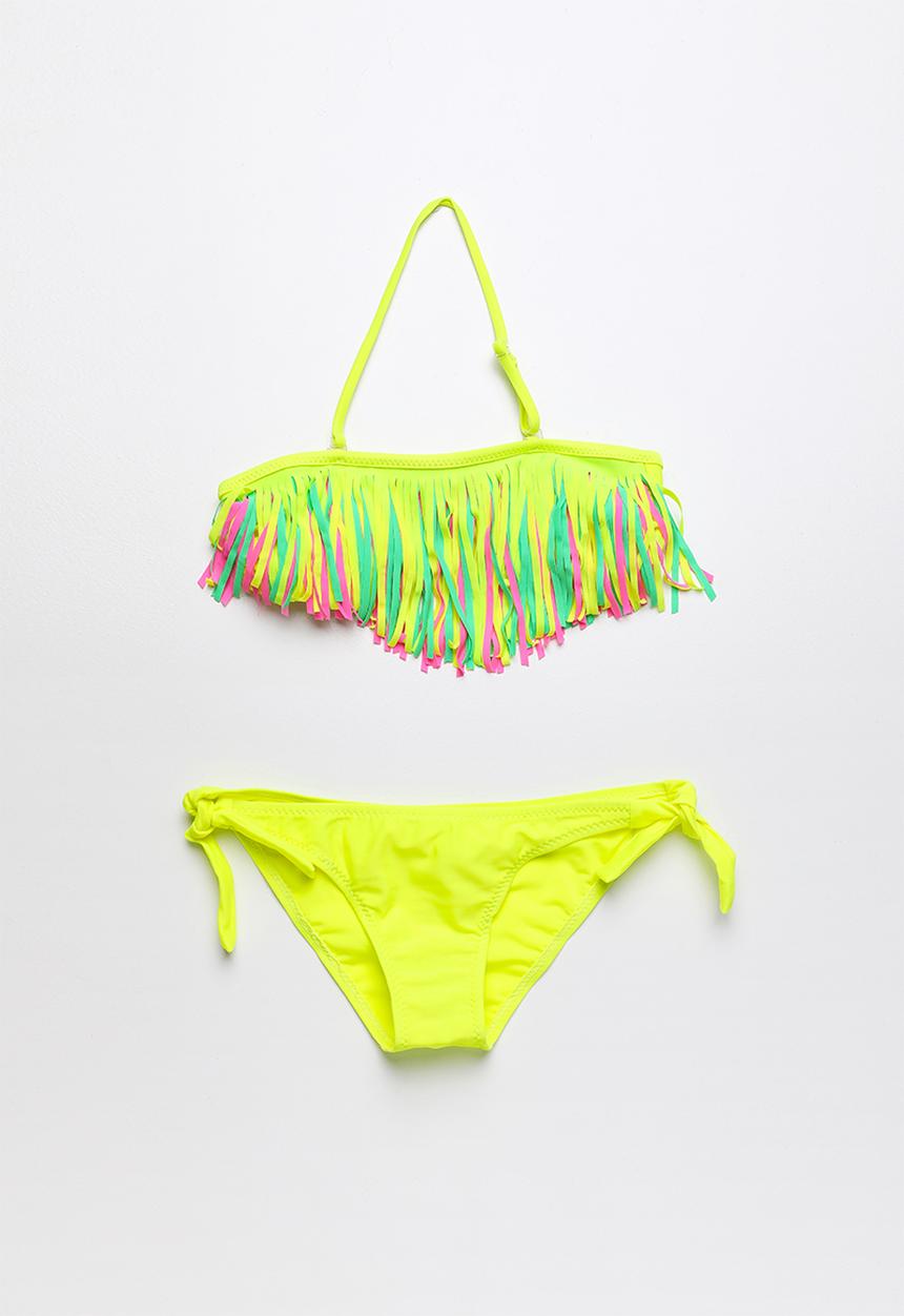 Pop Candy - Fringed banded bikini - yellow