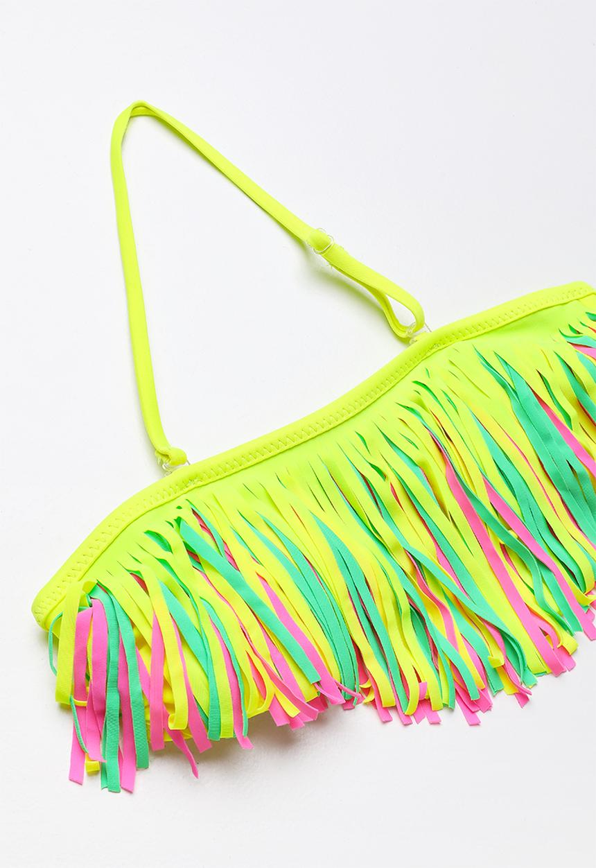 Pop Candy - Fringed banded bikini - yellow