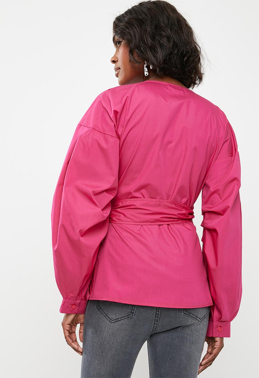 STYLE REPUBLIC - Volume sleeve wrap blouse - pink