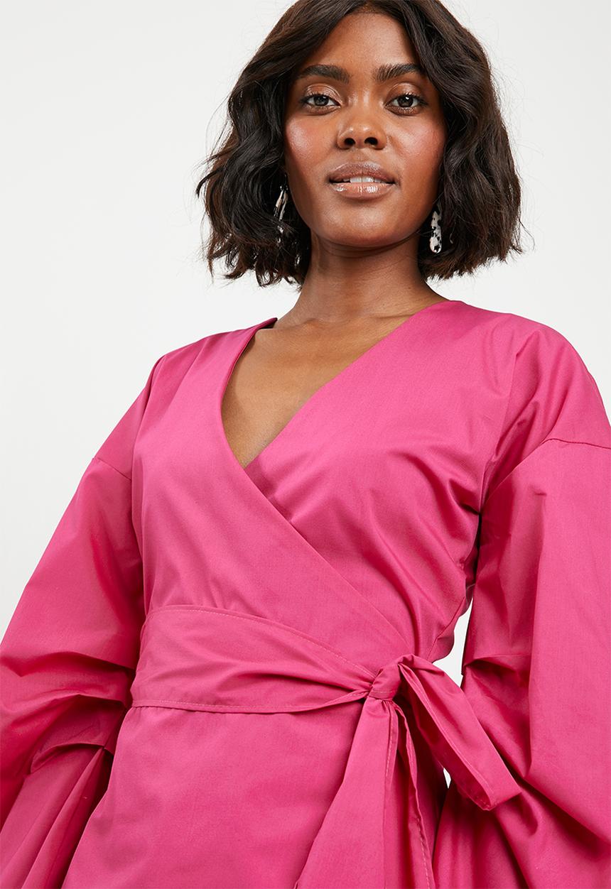 STYLE REPUBLIC - Volume sleeve wrap blouse - pink