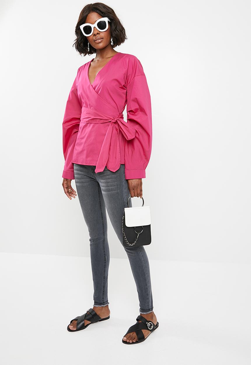 STYLE REPUBLIC - Volume sleeve wrap blouse - pink