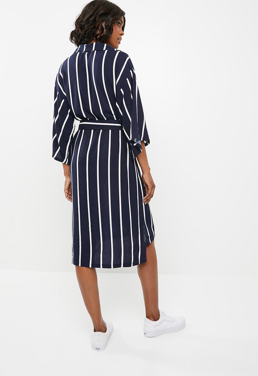 STYLE REPUBLIC - Self-tie shirt dress - navy and white stripe