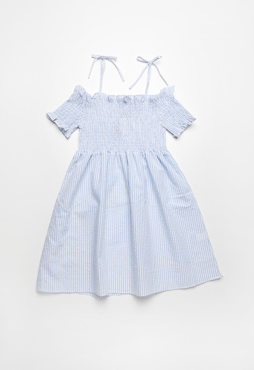 Pop Candy - Cold shoulder elasticated dress - blue
