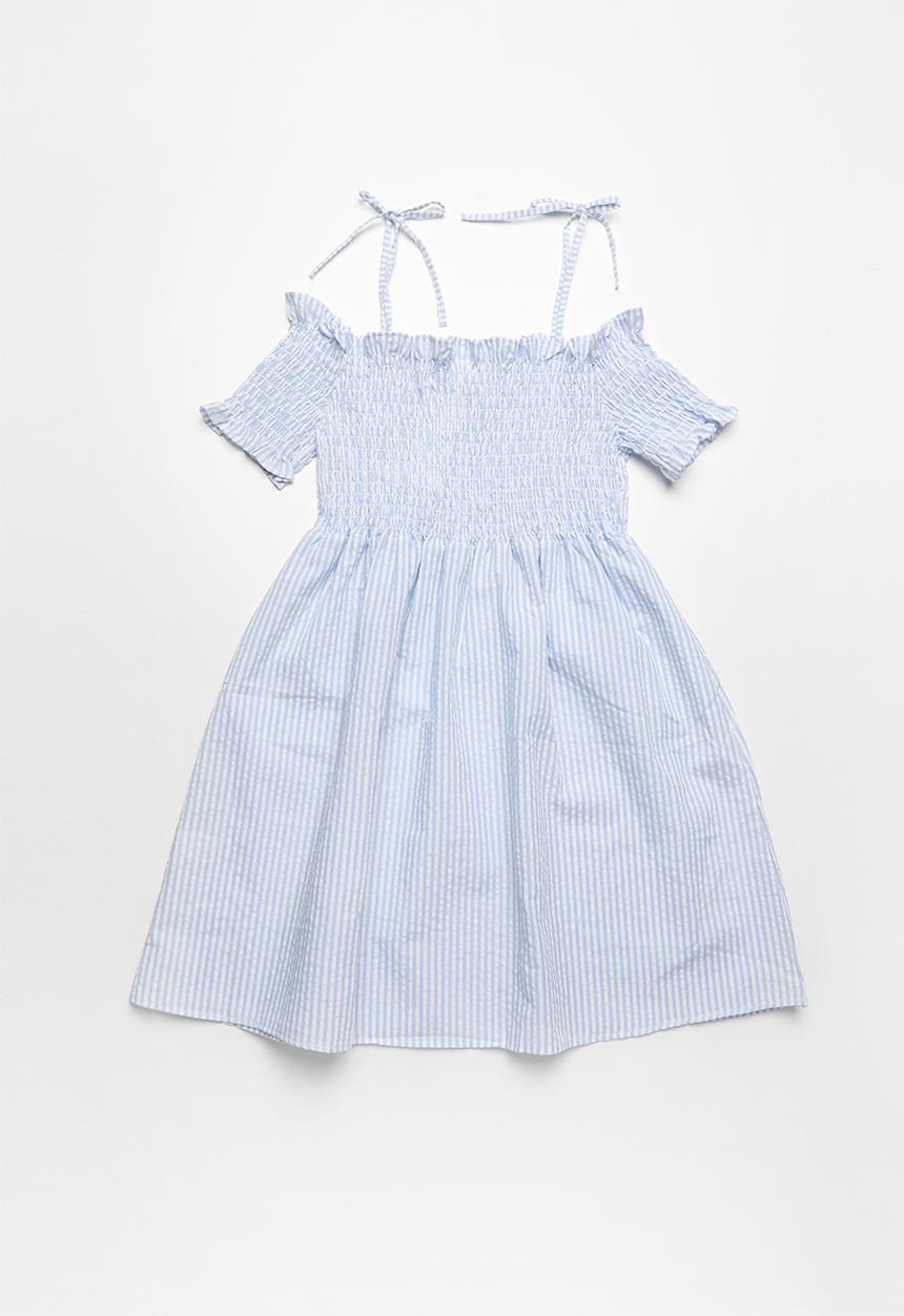 Pop Candy - Cold shoulder elasticated dress - blue