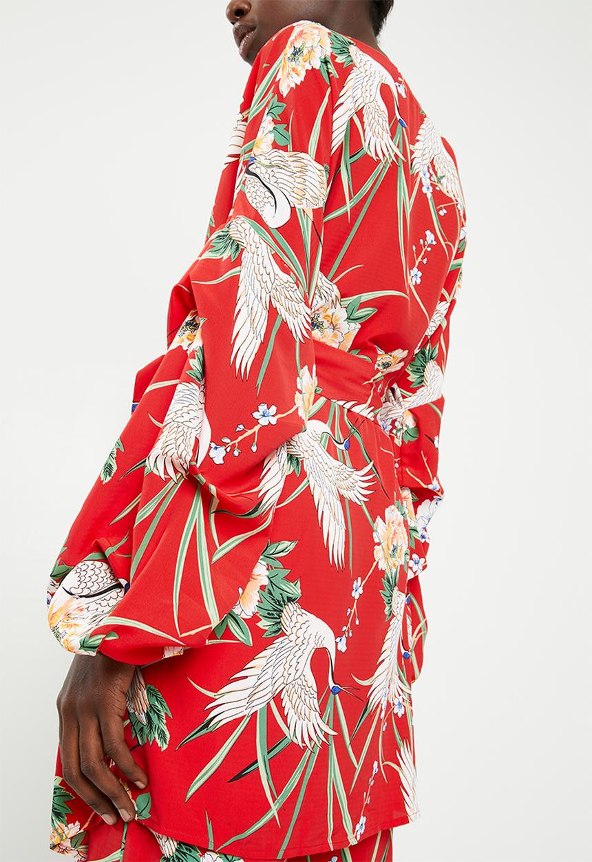STYLE REPUBLIC - Volume wrap kimono jacket - red 