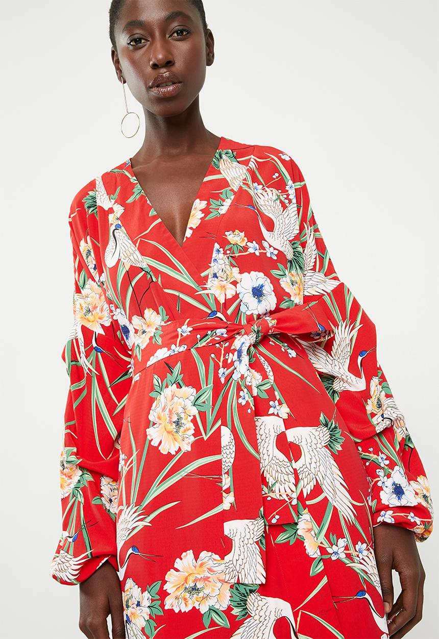 STYLE REPUBLIC - Volume wrap kimono jacket - red 