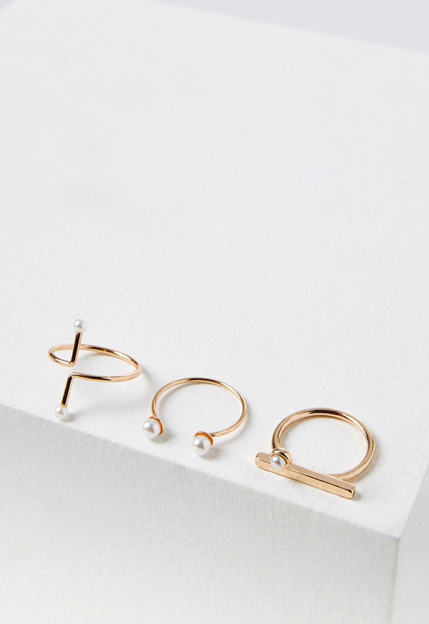 Cotton On - Pearly ring set - rose gold