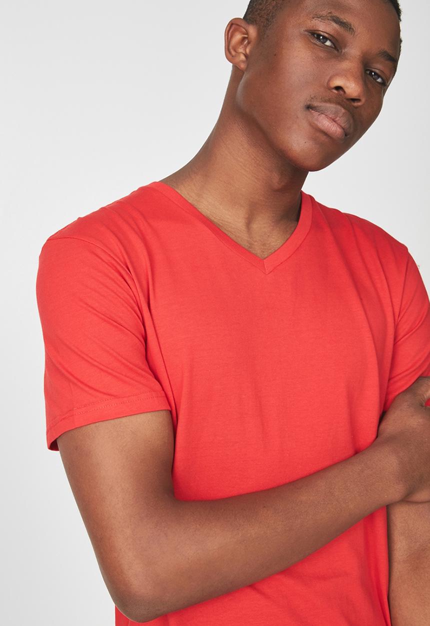 Cotton On - Essential V-neck short sleeve tee - red