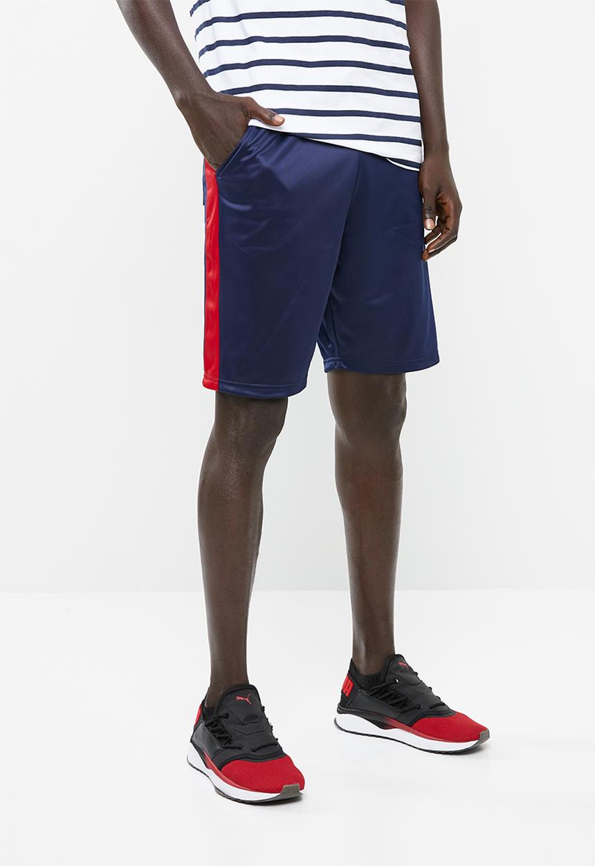 Superbalist - Tricot side stripe short - navy & red