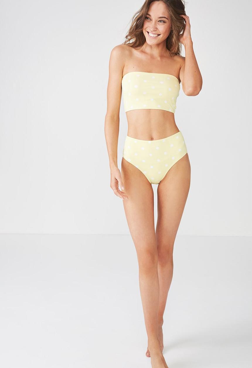 Cotton On - Longline bandeau bikini top - yellow 