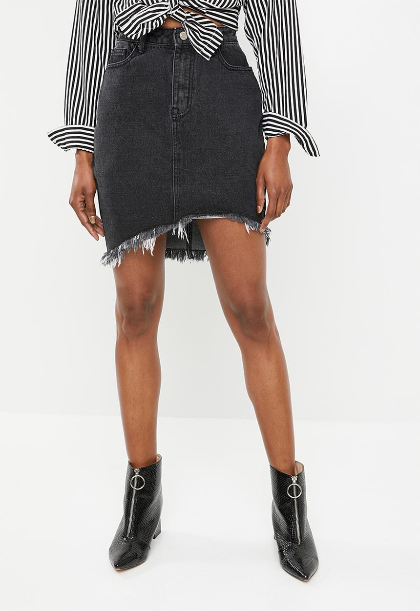 Missguided - Tall dip hem midi skirt - black 