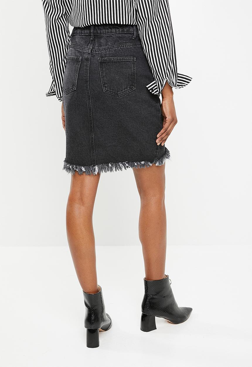 Missguided - Tall dip hem midi skirt - black 
