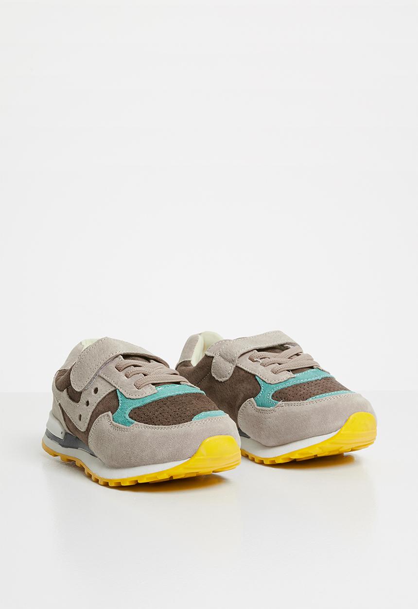 Pop Candy - Kids leather combo strap and lace sneaker - blue