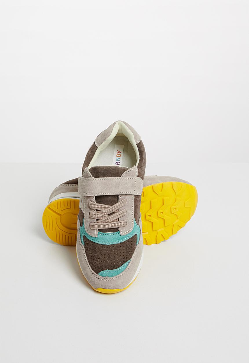 Pop Candy - Kids leather combo strap and lace sneaker - blue
