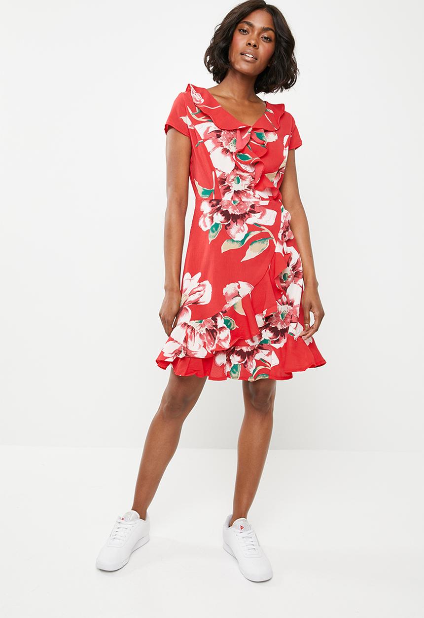 Revenge - Frilled wrap over dress - red