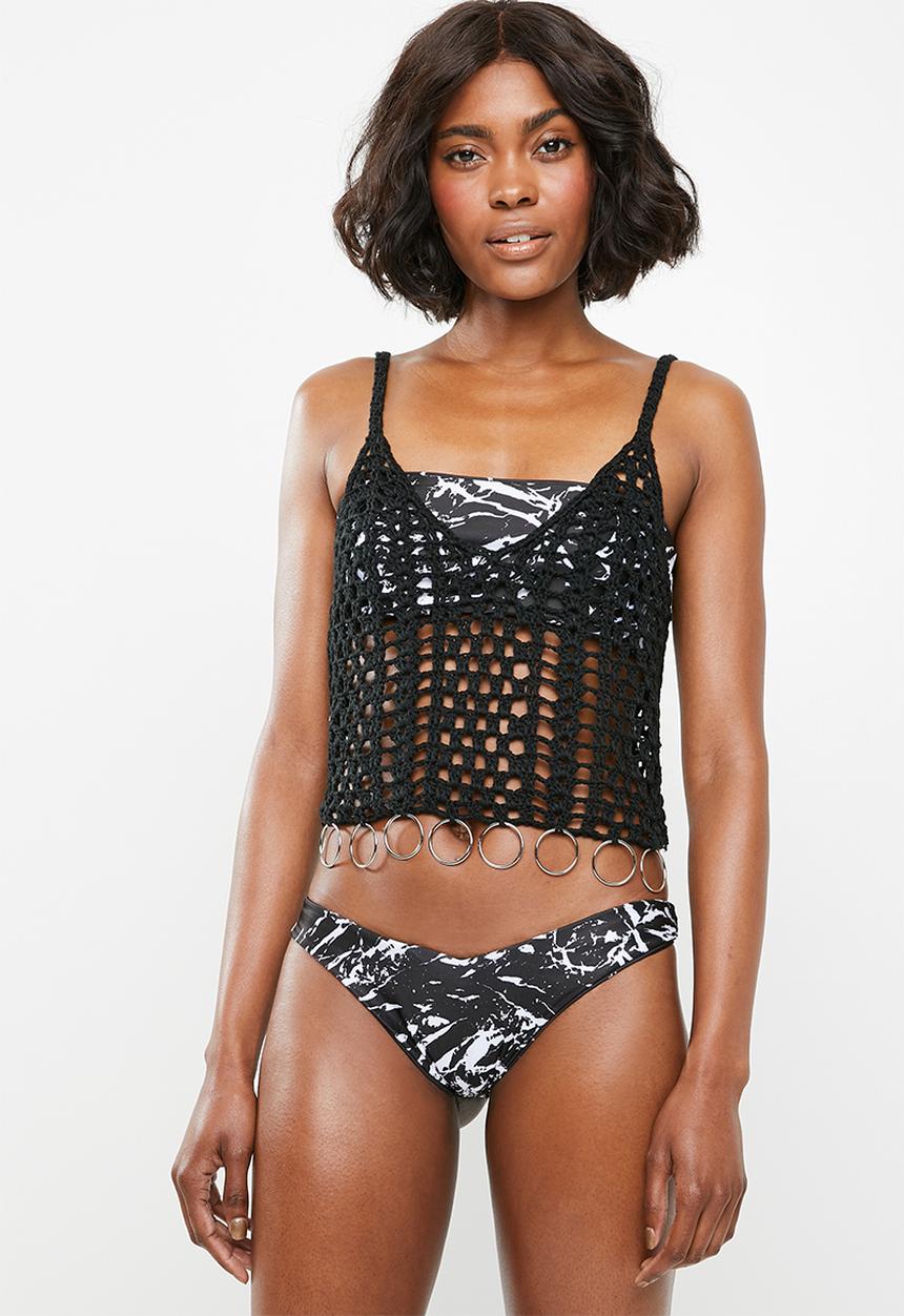 Missguided - Crochet ring vest - black