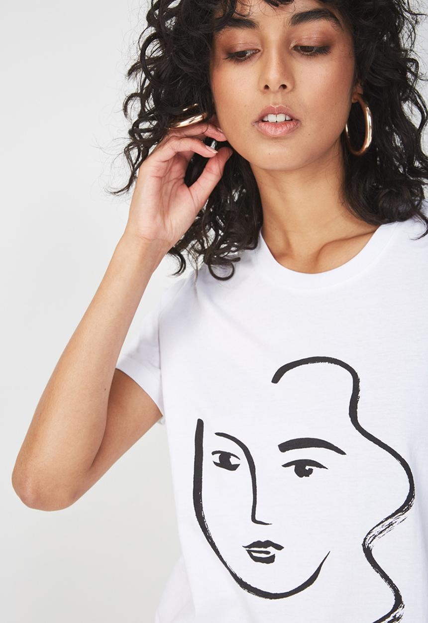 Cotton On - Tbar fox graphic T-shirt - white