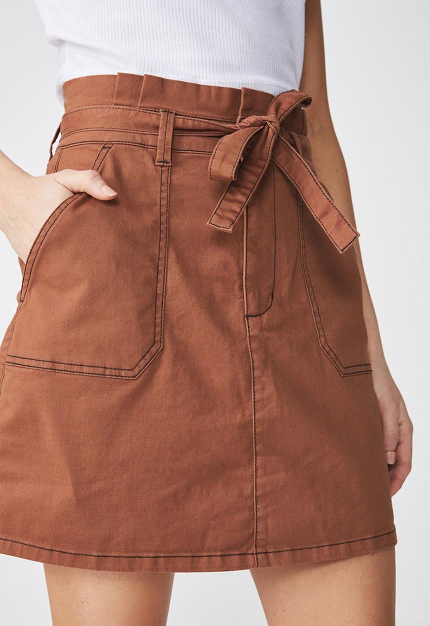 Cotton On - Woven utility twill mini skirt - tan