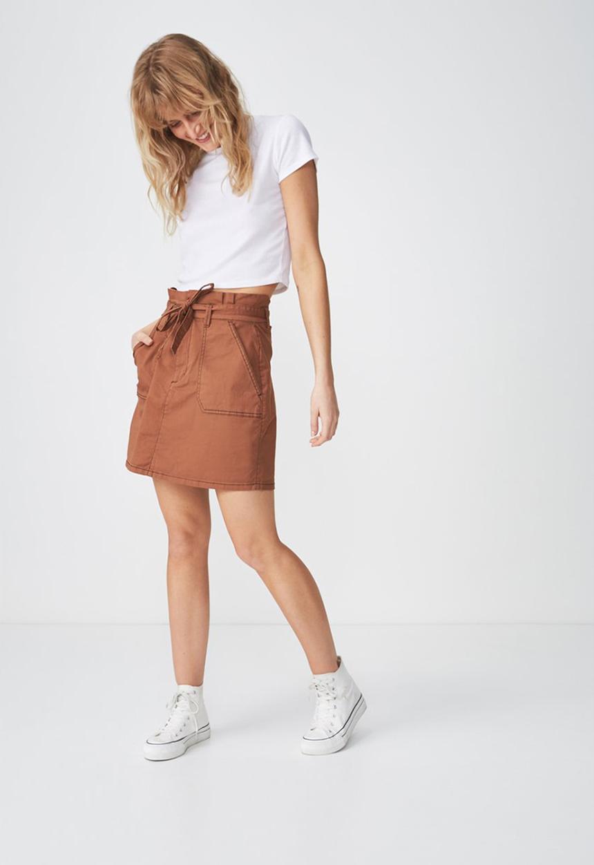 Cotton On - Woven utility twill mini skirt - tan