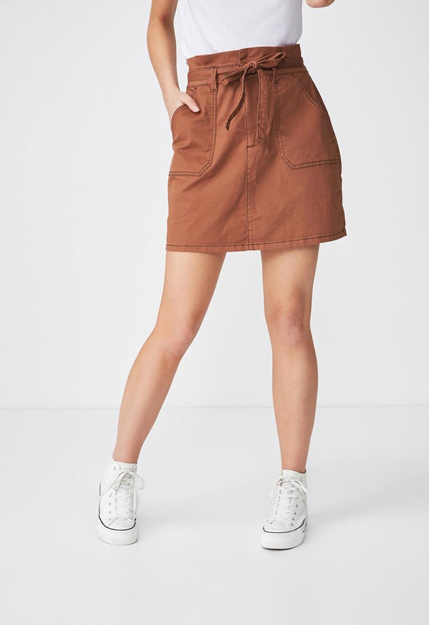 Cotton On - Woven utility twill mini skirt - tan