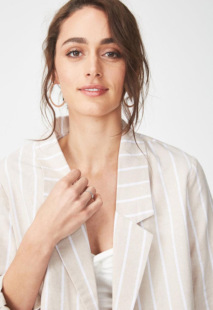 Cotton On - Deconstructed soft blazer - beige & white 