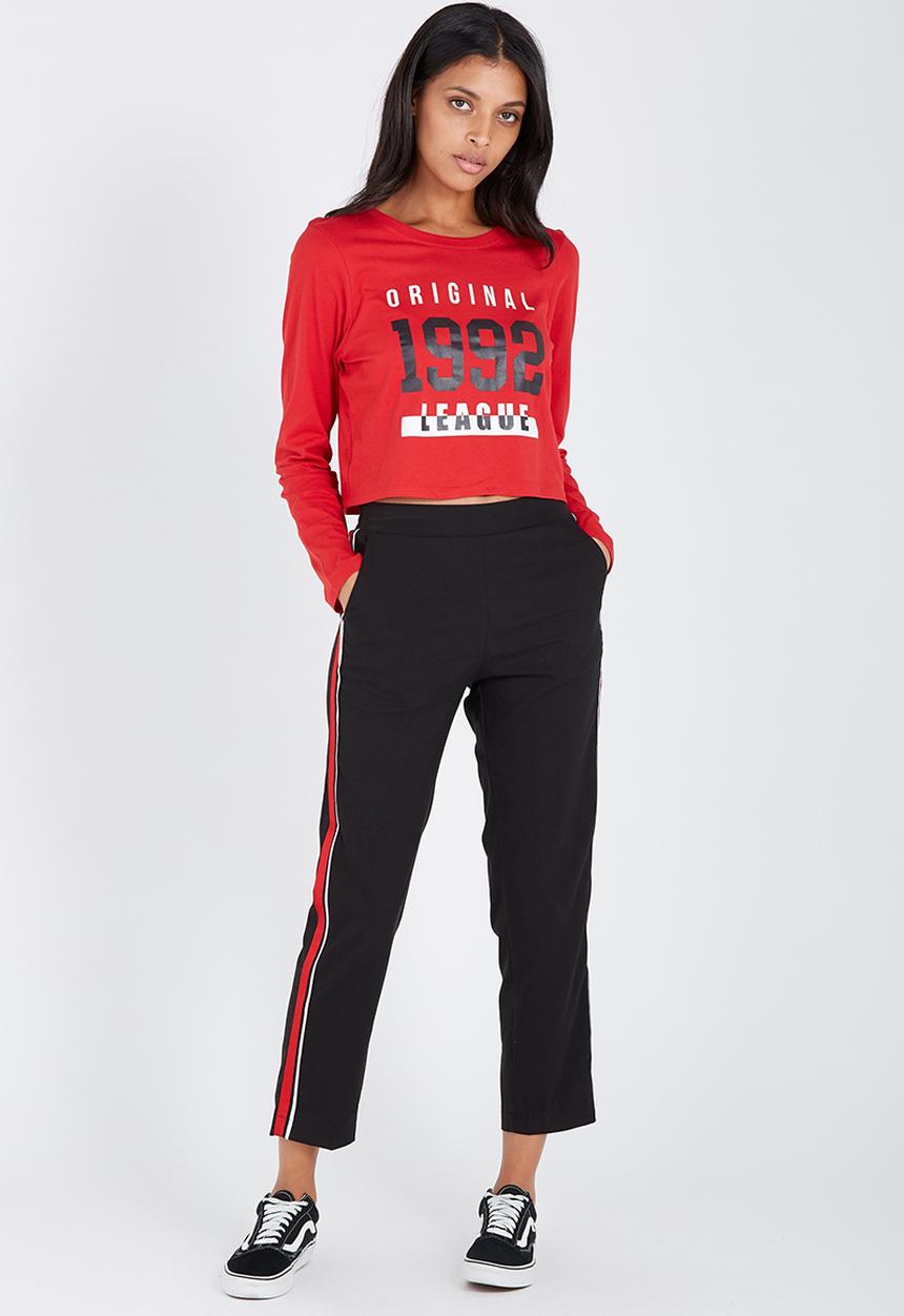 Supré  - Printed long sleeve loose crop - red 