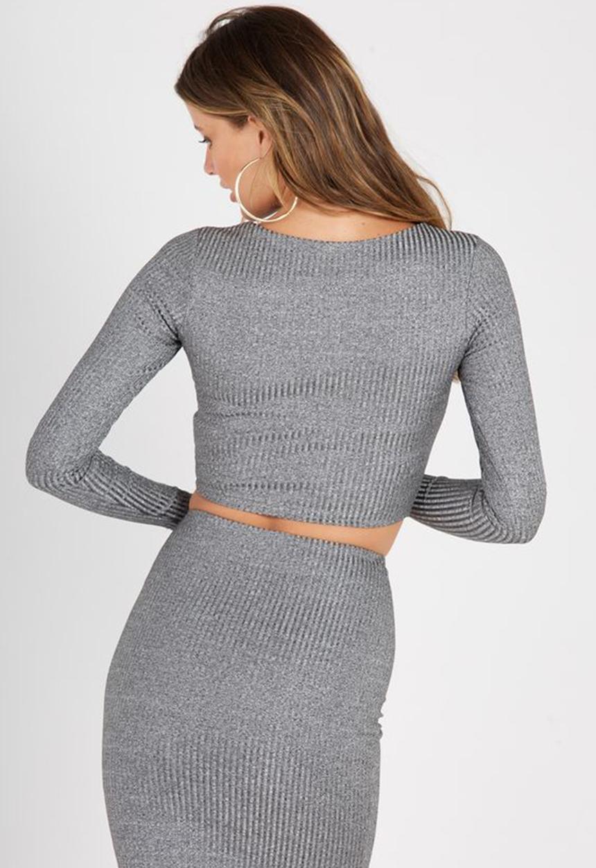 Supré  - Luxe rib long sleeve crop - grey
