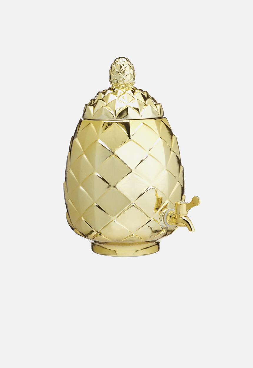 Kitchen Craft - 6 Litres glass pineapple drinks dispenser - gold