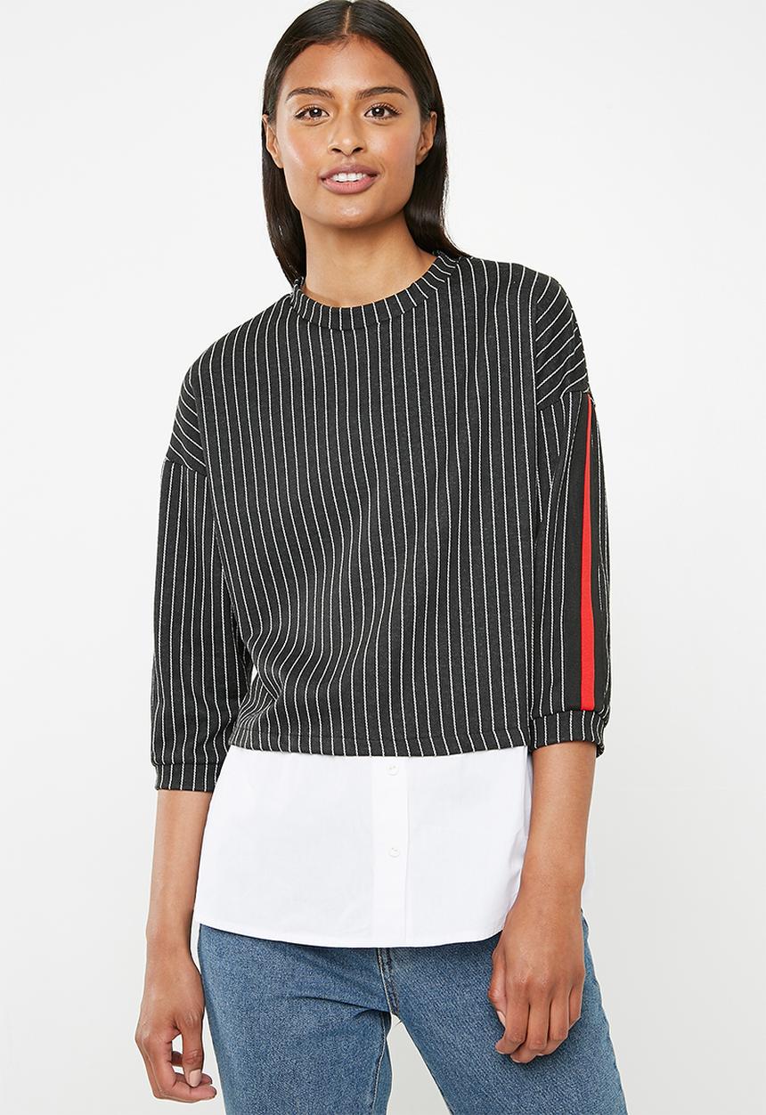 Superbalist - Upstyled twofer top - black & white 