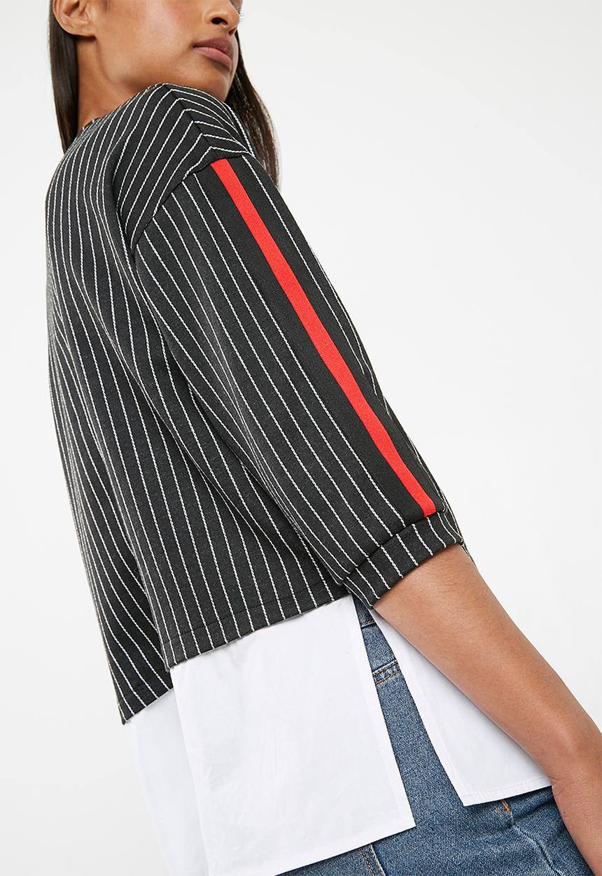 Superbalist - Upstyled twofer top - black & white 