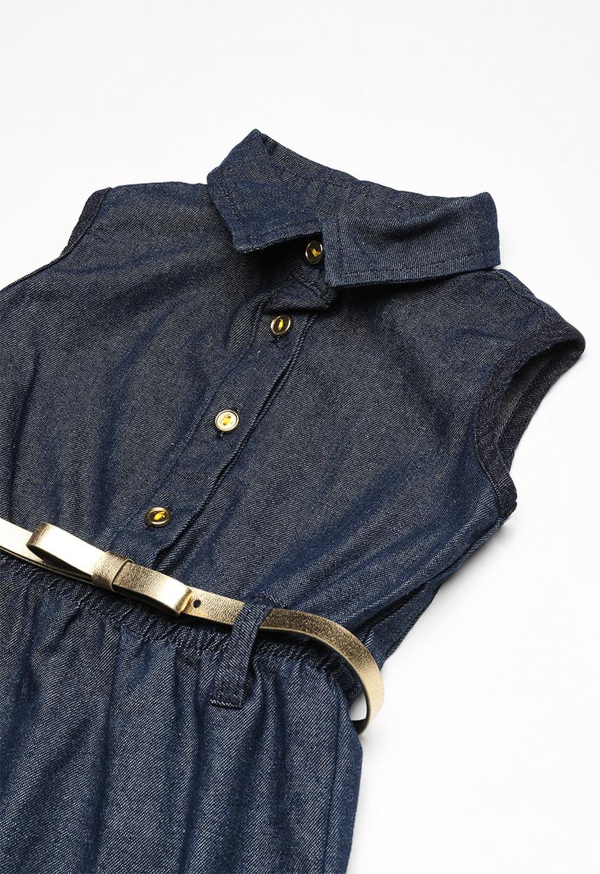 Twin Clothing - Top buttoned up denim shirt dress - blue