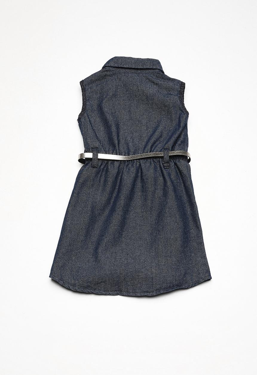 Twin Clothing - Top buttoned up denim shirt dress - blue