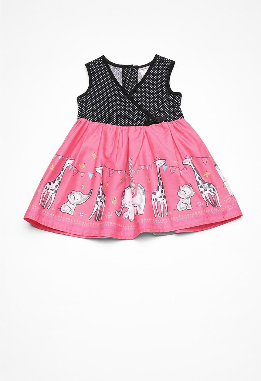 Twin Clothing - Cross over dot print dress - pink