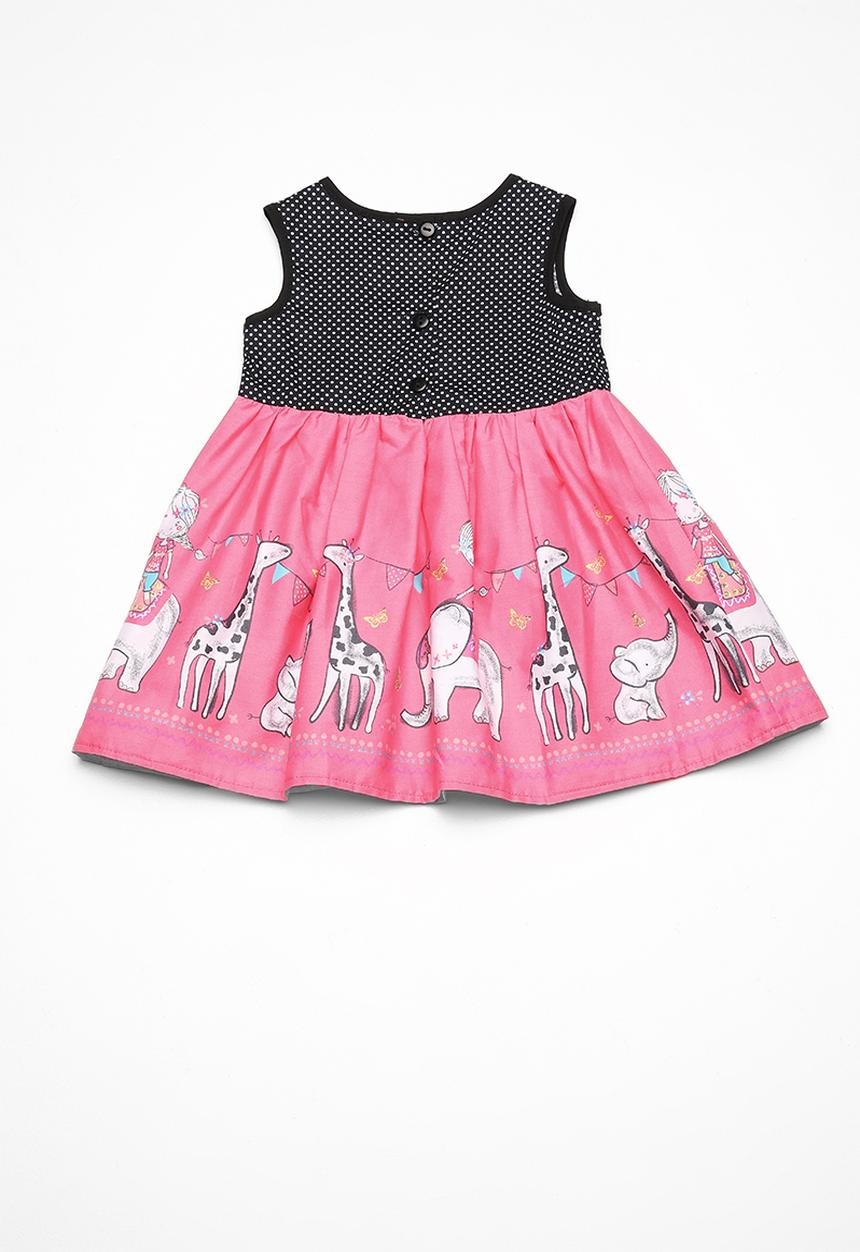 Twin Clothing - Cross over dot print dress - pink