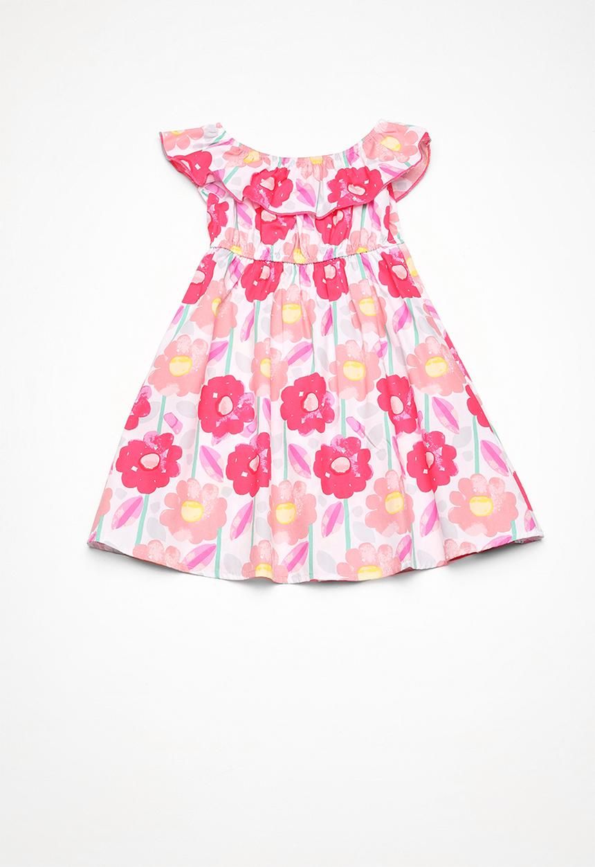Twin Clothing - Frill flower print dress - pink